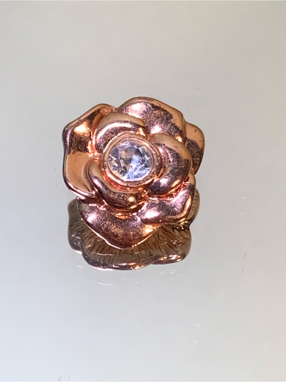 Rose Gold-tone Flower Pendant with Crystal Center